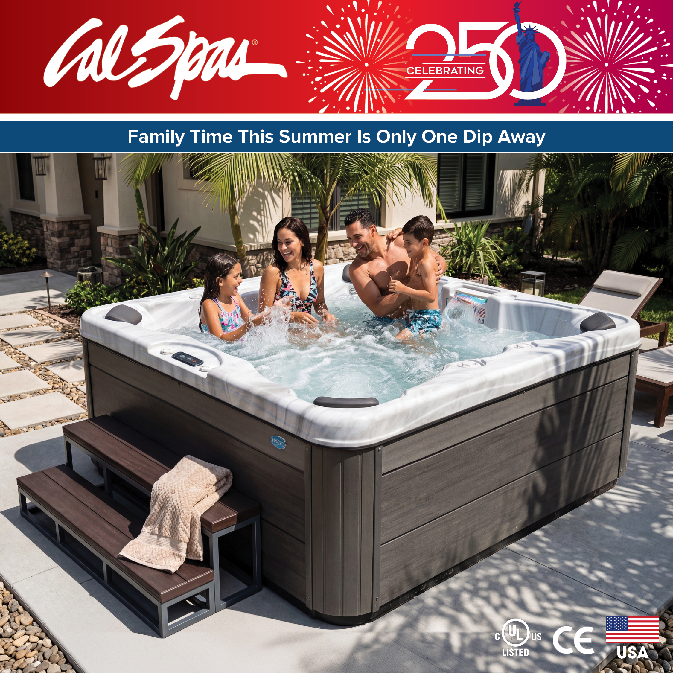 Calspas hot tub being used in a family setting - Green Bay